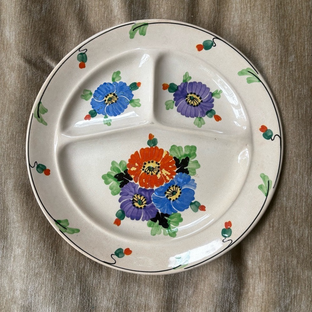 Vintage B. Altman Floral Ceramic Divided Plate